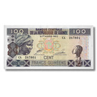 Uncirculated 1960 Guinea 100 Francs Banknote P-35b