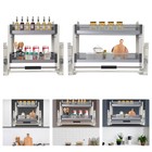 White Storage Rack 2-tier Pull Down Shelf Kitchen Upper Cabinet Shelf Anti-slip 