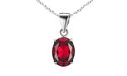 925 Sterling Silver Ruby Oval Cut Pendant Necklace And Earring Set For Women