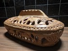 Vintage African Wooden Basket Matopo Basket Carvings African Wildlife Art 8 X 14
