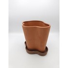 Oake Planter Pot With Tray Wavy Shape Terracotta 7 5in X 6in X 7in