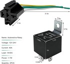 2pcs Jd1912 12v 40a Car Relay Harness 4 Pin Spst Heavy Duty Relay Sockets