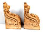 Vintage Corbel Pair Wood Architectural Acanthus Leaf Carved Wall Shelf 3x8x13