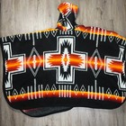 100  Wool Poncho Southwestern Aztec Made In Ecuador Boho Indian Native Hooded