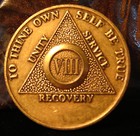 Alcoholics Anonymous 8 Year Aa Bronze Medallion Chip Coin Token Symbol Sober