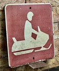 Vintage Snowmobile Snow Sled Recreation Symbol Highway Heavy Metal Route Sign