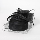 Woman Sinamay Fascinator Hat Pillbox Derby Hats Linen Feather With Veil Vinta   