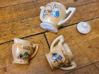 Vtg Mini Peach Lusterware Japan Tea Set Childs 4 Pc Tea Pot W Lid Creamer Sugar