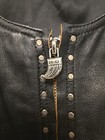 Womens Xs Harley Davidson Leather Vest Bear Claw Pull With Raw Edge Design 