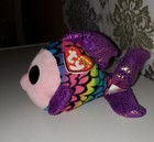 Ty Beanie Boos Flippy Fish Plush Stuffed Animal Toy Gift 7  Tags Tropical Purple