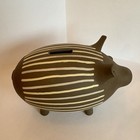 Rare Vintage Jonathan Adler Brown Clay Striped Piggy Bank - Benefits Charity