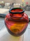 Vintage Mid-century Modern Blenko Amberina Tangerine Art Glass Vase 5 5 X 3 75