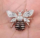 Honey Bee Brooch Pin 4ct Round Lab-created Black Diamond 14k Rose Gold Plated