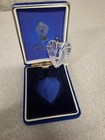 Waterford Crystal Heart Pendant In Original Blue Velvet Box - Vintage