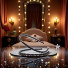 Black Fashion Super Shiny Women Two Rows Black Crystal Beads Headband Girls 