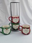 Holiday Time Christmas Stacking Gnome Mugs With Wire Rack 13 Oz  set Of 4 