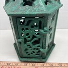 Vintage Antique Asian Pagoda Hanging Candle Lantern Butterfly Pattern Cast Iron