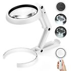 22x 10x Magnifying Glass With Light And Stand  3 35inch Large Foldable Handhe   