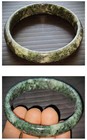 Burmese Jade Jadeite Nephrite Bangle Bracelet Gray Marble Pattern 63mm