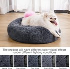 Donut Plush Pet Dog Cat Bed Fluffy Soft Warm Calming Bed Sleeping Kennel Nest