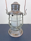 Antique Perko Ship Lantern Perkins Marine Lamp Wwi Era 12  Frosted Globe Patina