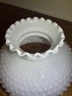 Vintage White Milk Glass Hobnail Ruffled Top Light Shade 10  Fitter  1 Read