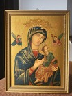 Vintage 1965 Our Lady Of Perpetual Help Framed Religious Art Catholic byzantine