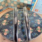 Vintage Oval Tin W Double Handles  Floral Pattern  Toleware Pink Roses