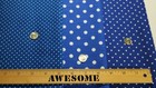 Retro Vintage Cobalt Blue Polka Dot Cotton Blend Quilt Doll Fabric 1960 s 3 Yds