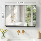 30x22 Inch Bathroom Mirror  Metal Framed Rounded Rectangle Vanity Mirror For Wal
