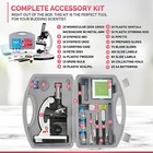 Amscope 48pc 120x-1200x Starter Compound Microscope Science Kit  white    Book