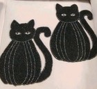 2 Rachel Zoe Halloween Black Cat Beaded Placemats Charger Black Iridescent New