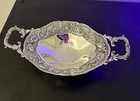 Vintage Silver Mirror-like Jugend Plate  boat Tray With Ornate Floral Pattern