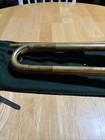 Vintage Brass Boy Scout Style Bugle With Tuning Slide   Case - Valveless Horn