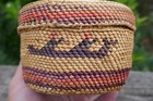 Vintage Northwest Coast Makah Native Bird   Canoe Designed Treasure Basket