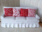 Dollhouse Miniature Handmade Set Of 8 Red Throw Pillows cushions