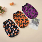 Dog Cat Halloween Costume 2pc Set Pumpkin Ghost Pet Vest Shirt Small Dog Clothes