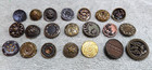 21 Vintage Antique Metal Picture Buttons Floral Patterns  14