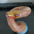 Vintage Qaxaca Folk Art Carved Wood Snake Signed By Artist
