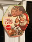 Rare 1960 s Coca Cola Lets Go Better With Coke    Cardboard Sign - Christmas