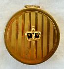 Vtg Brass Prince Matchabelli Rouge Compact Crown Stripes 1 75 