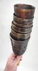 Rare 18th C  Revolutionary War Era  Sailor Carved Horn Gin rum Set Of Six Cups