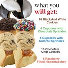 47pc Assorted Food Basket With Cookies  Sprinkle Cupcakes  Cake  Cookie Gift Box