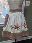 Kitchen Apron W pocket Hm W vtg Tablecloth W sm Flowers   Dark Red-tan Homespun