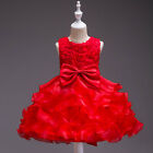 Flower Girls Tulle Bowknot Princess Dress Kid Formal Pageant Birthday Party Gown