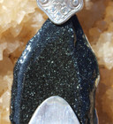 Specular Hematite Pendant   Setting Is A Vintage Sterling Silver-plated Teaspoon