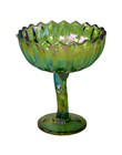 Vtg Indiana Iridescent Lime Green Lotus Blossom Pedestal Dish Never Been Used