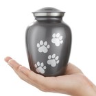 Pet Urn For Dog   Cat Ashes - Brass  Cremation Memorial Small Gray Urn To 35 Lbs