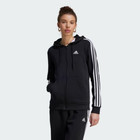 Adidas Essentials 3-stripes Full-zip Fleece Womens Hoodie Hz5743 Black M Nwt