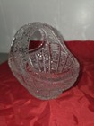 Beautiful  Bohemian Czech Oval Handcut Crystal Glass Diamond Cut Basket 